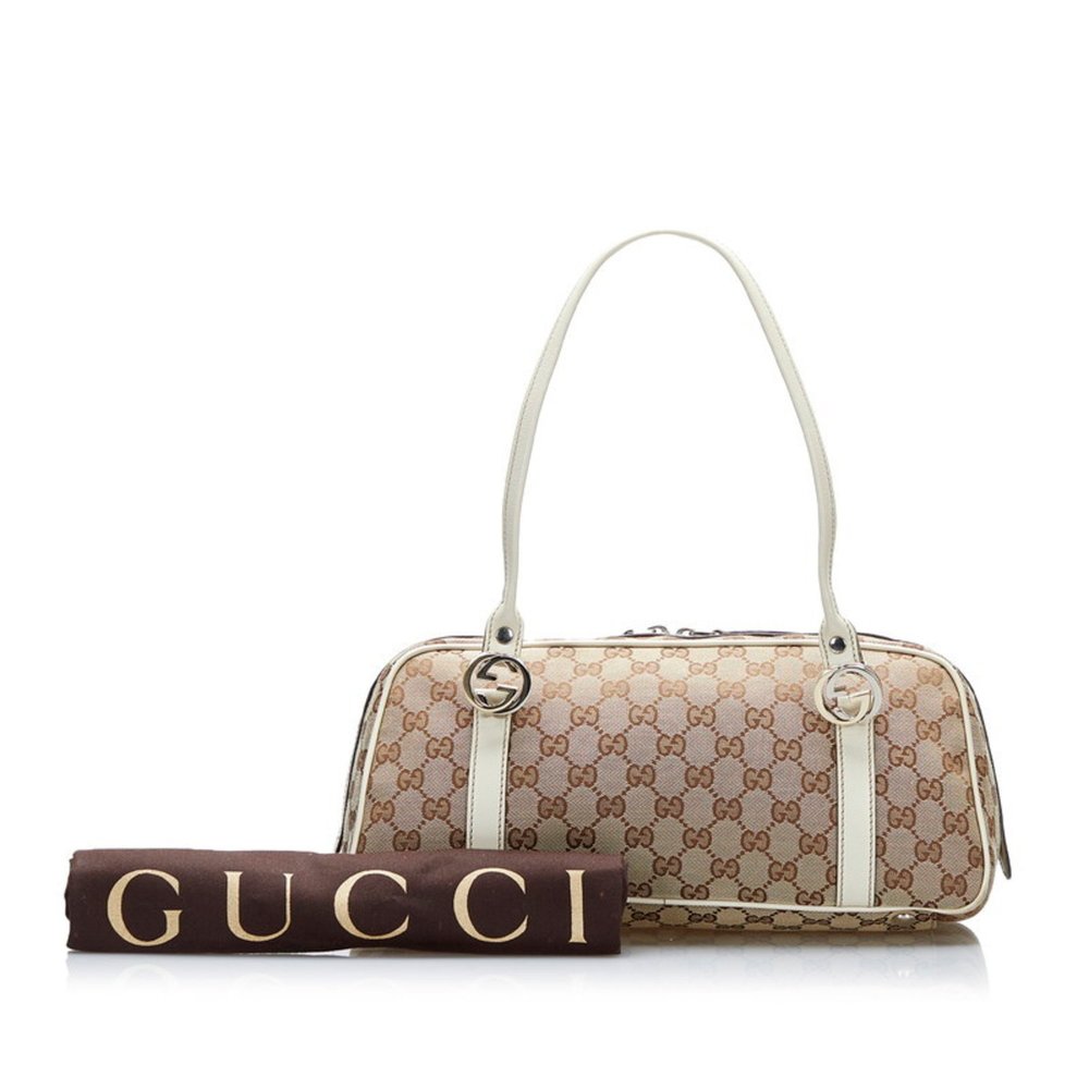 GUCCI GG Canvas Twins Tote Bag Handbag 232958 Beige White Leather Ladies - Picture 10 of 10